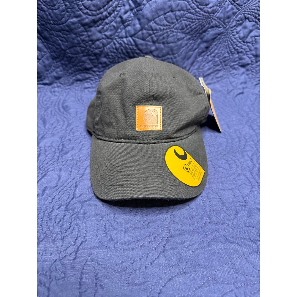 Carhartt Men Black Force Cotton Canvas Cap Odessa Hat 100289 301 OSFA NWT